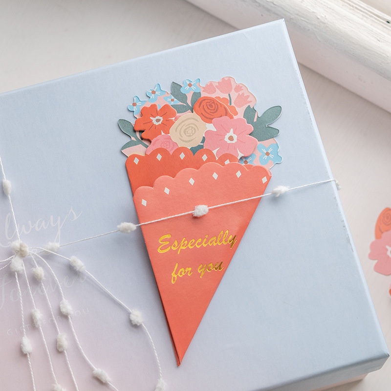 [Harga Grosir] Hari Valentine Undangan Akad Pernikahan Amplop Bunga Greeting Card DIY Tulisan Tangan Berkah Kartu Ucapan Kartu Pesan Buket Kreatif Kartu Berkah