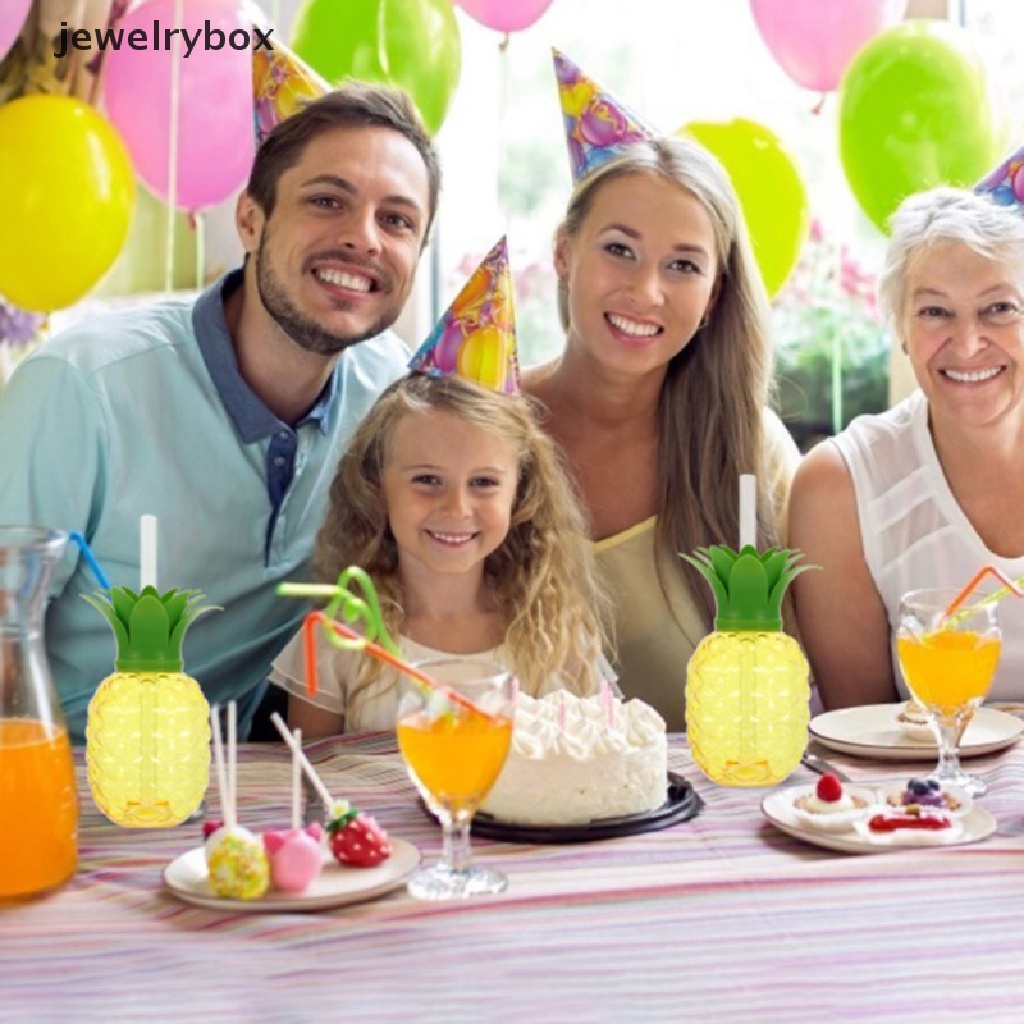 [jewelrybox] Spring Strawberry Straw Botol Air portable Nanas Gelas Plastik Untuk Musim Semi Pernikahan Baby Shower Pesta Ulang Tahun Desktop Decor Butik