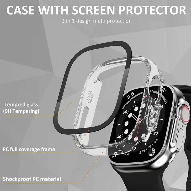 Hard PC Case Tempered Glass Pelindung Layar Cover Pelindung Untuk Apple Watch Ultra 49mm