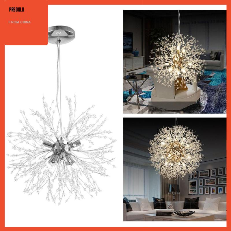 [Predolo] Lampu Gantung LED Light Stainless Steel Crystal Pendant Lighting Plafon