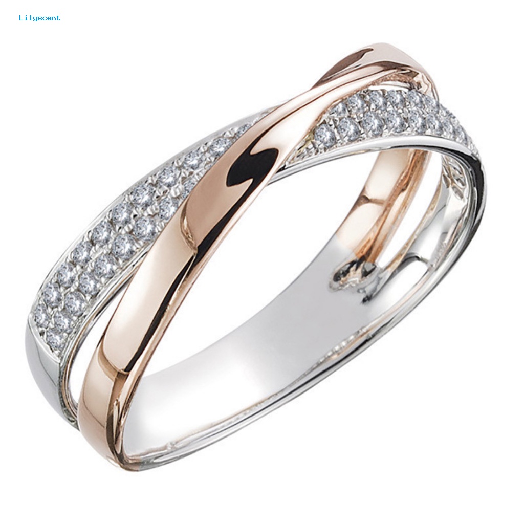 Lilyscent Cincin Alloy Two-Tone Untuk Dekorasi Harian Two Tone Plating Shiny X Ring Charming