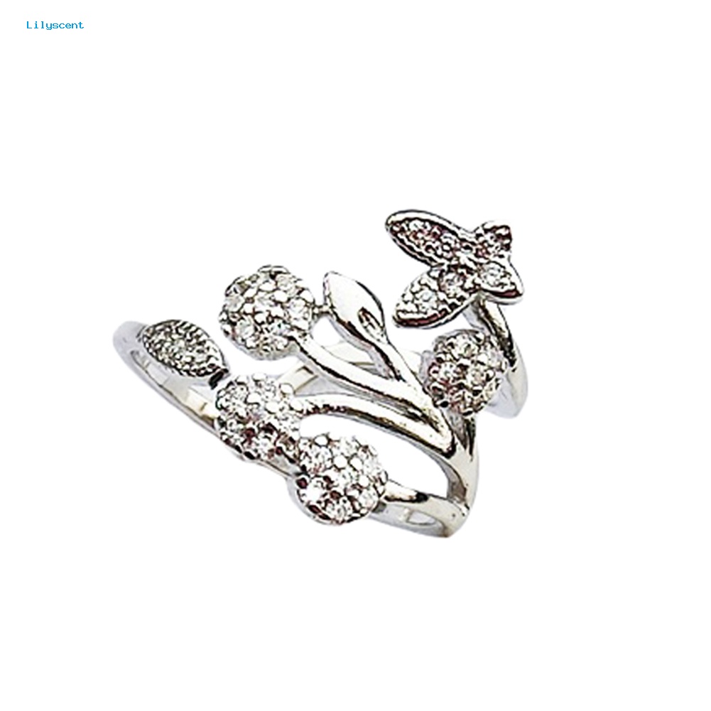 Cincin Tunangan Desain Kupu-Kupu Lilyscent Silver Lovely Jewelry Untuk Wanita Perempuan Lady