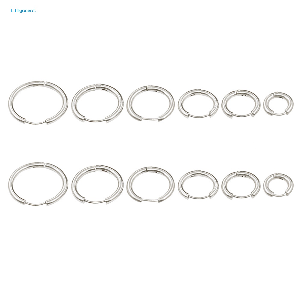 Lilyscent 1pasang Stainless Steel Fashion Punk Unisex Ear Hoop Lingkaran Anting Perhiasan Hadiah