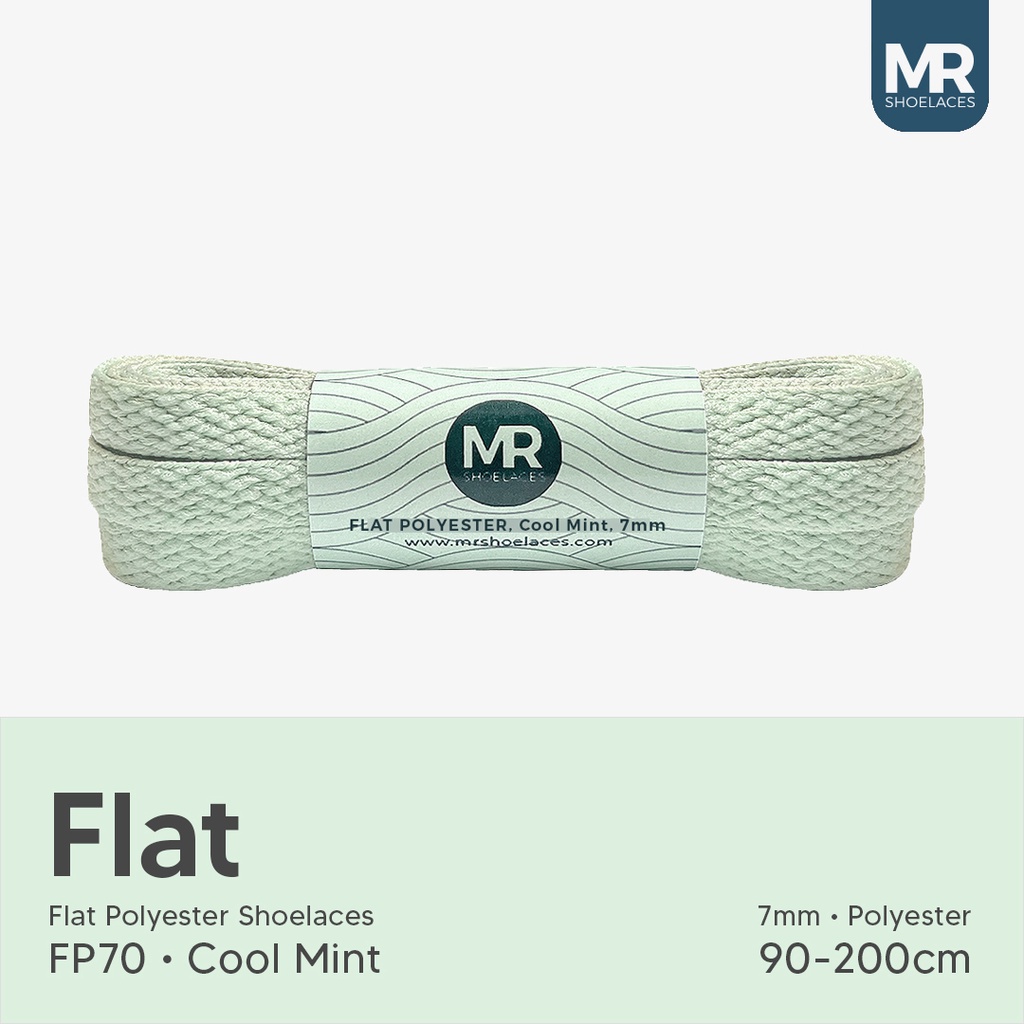 Original MR Shoelaces FP70 Cool Mint Tali Sepatu Polyester Pipih Flat 7mm 80cm 90cm 100cm 120cm 130cm 150cm 180cm 200cm untuk Sneakers - Premium Shoelace Terbaik