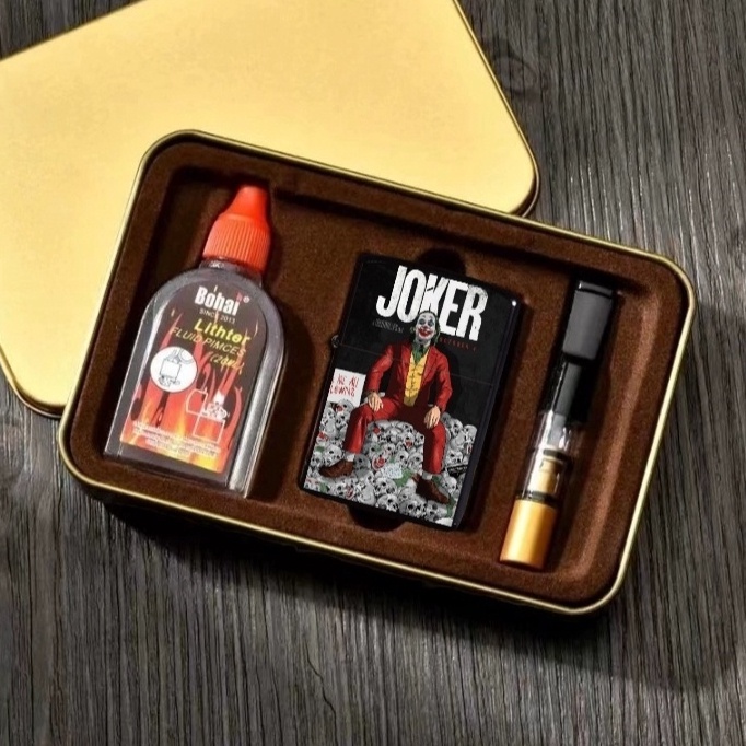 BISA COD! Korek Api Sumbu Set plus Minyak plus Pipa Rk Motif Joker