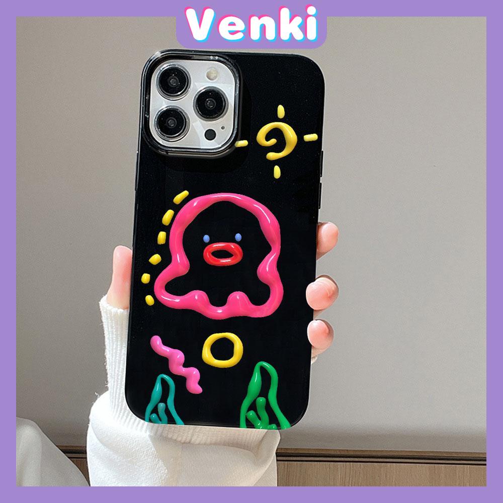 iPhone Case Soft TPU Glossy Black Candy Case Cute Color Graffiti Octopus Camera Protection Shockproof For iPhone 14 13 12 11 Pro Max 7 8 Plus X XR