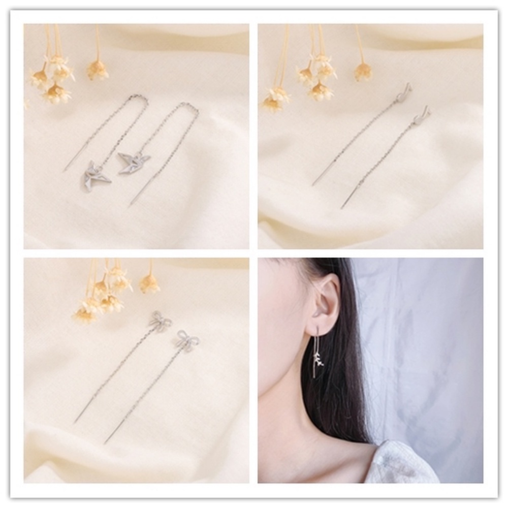 Baru Dikontrak S925 Perak Earing Anting Korea Fashion Wanita Cincin Telinga Hadiah Liburan Perhiasan Hati Manis