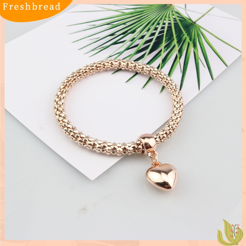 &lt; Freshbread &gt; 3Pcs/Set Berlian Imitasi Jantung Tangan Fatima Pesona Rantai Jagung Lady Gelang Bangle