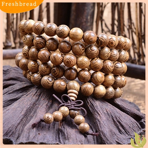 &lt; Freshbread &gt; Wanita Pria 8mm Manik Kayu Doa Buddha Mala Kalung Gelang Hadiah Perhiasan