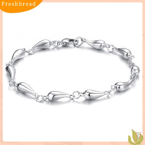 &lt; Freshbread &gt; Wanita Fashion Perak Berlapis Tetesan Air Link Rantai Gelang Bangle Perhiasan Hadiah