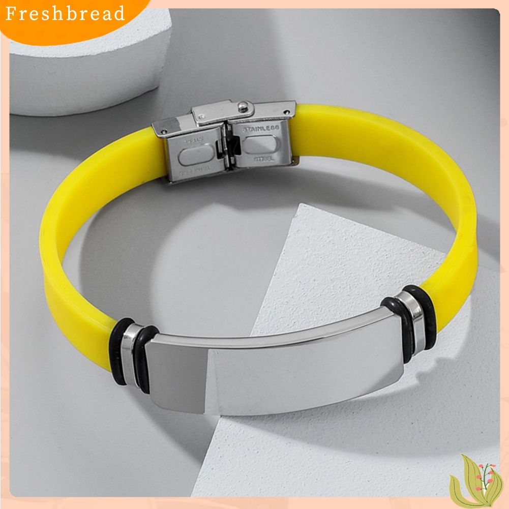 &lt; Freshbread &gt; Fashion Sederhana Unisex Bangle Logam Silikon Gelang Tangan Pasangan Perhiasan Hadiah