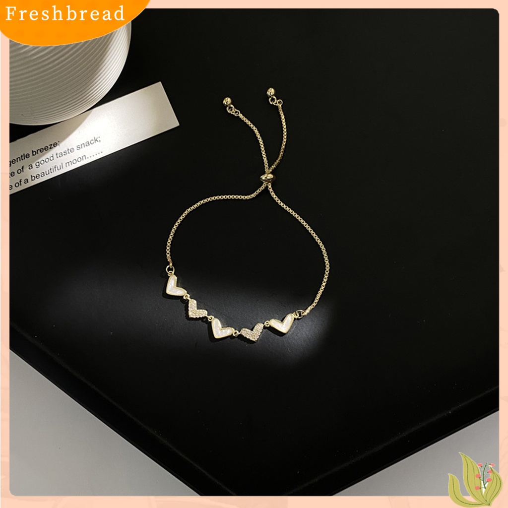 &lt; Freshbread &gt; Wanita Gelang Berlian Imitasi Hias Adjustable Aksesoris Desain Bentuk Hati Bangle Untuk Pesta