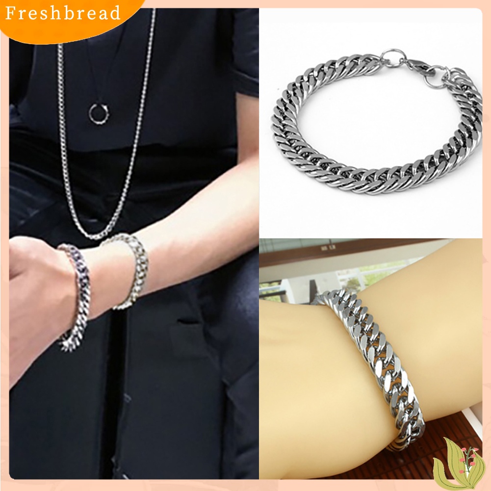 &lt; Freshbread &gt; Heavy Punk Rock Titanium Anti Karat Pria Fashion Gelang Perhiasan Bangle