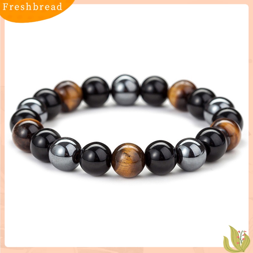 &lt; Freshbread &gt; Manik-Manik Unisex Gelang Tali Elastis Tiger Eye Imitasi Hitam Untuk Kehidupan Sehari-Hari