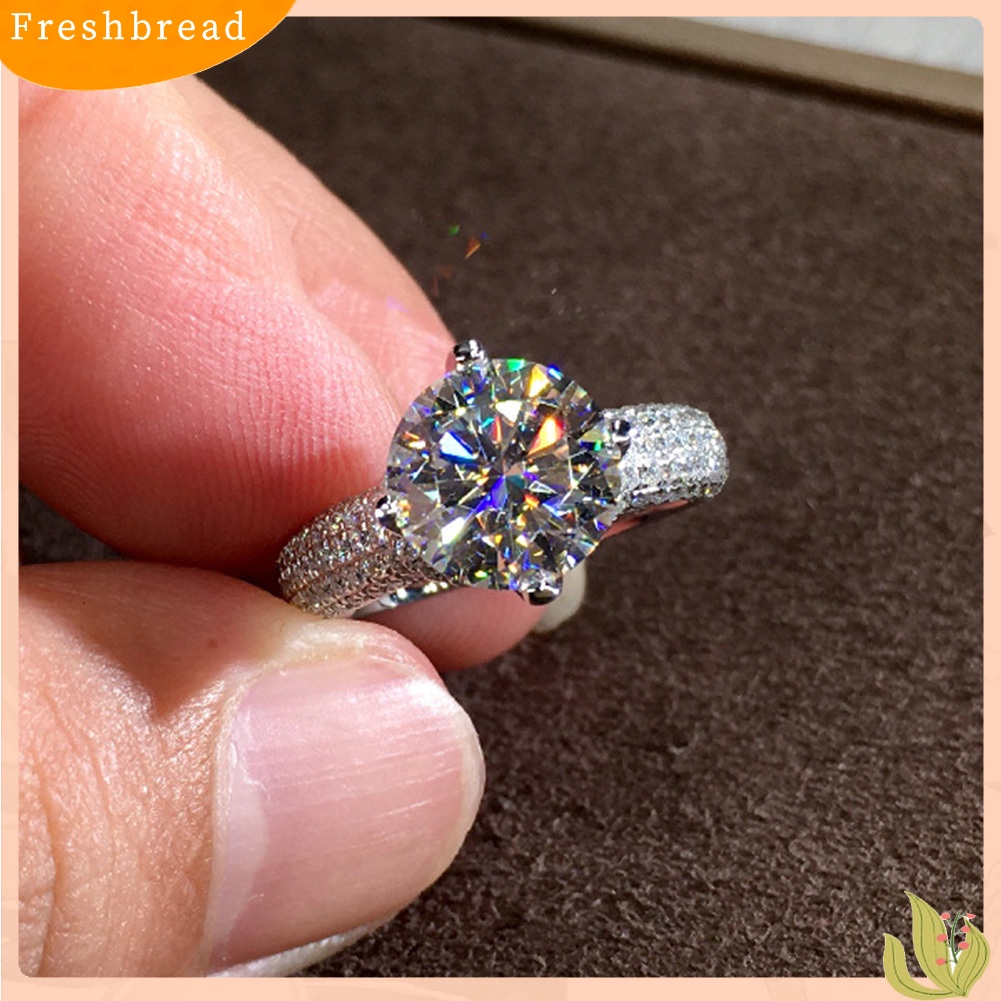 &lt; Freshbread &gt; Mewah Potongan Bulat Cubic Zirconia Bridal Pernikahan Pertunangan Cincin Perhiasan Hadiah