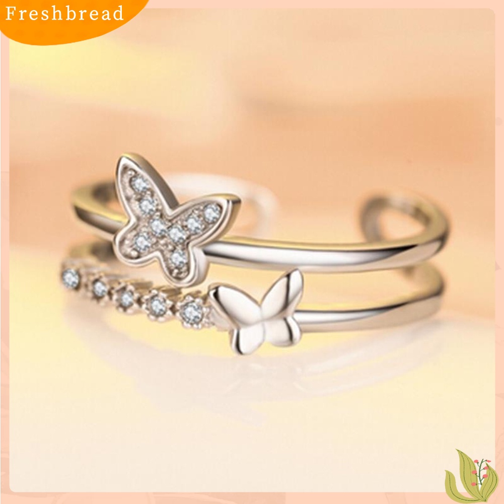 &lt; Freshbread &gt; Fashion Lady Sweet Butterfly Charm Adjustable Terbuka Cincin Jari Perhiasan Hadiah Xmas