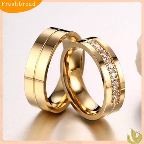 &lt; Freshbread &gt; 1Pc Fashion Titanium Steel Lover Ring Cincin Pasangan Berlapis Emas Untuk Pria Wanita