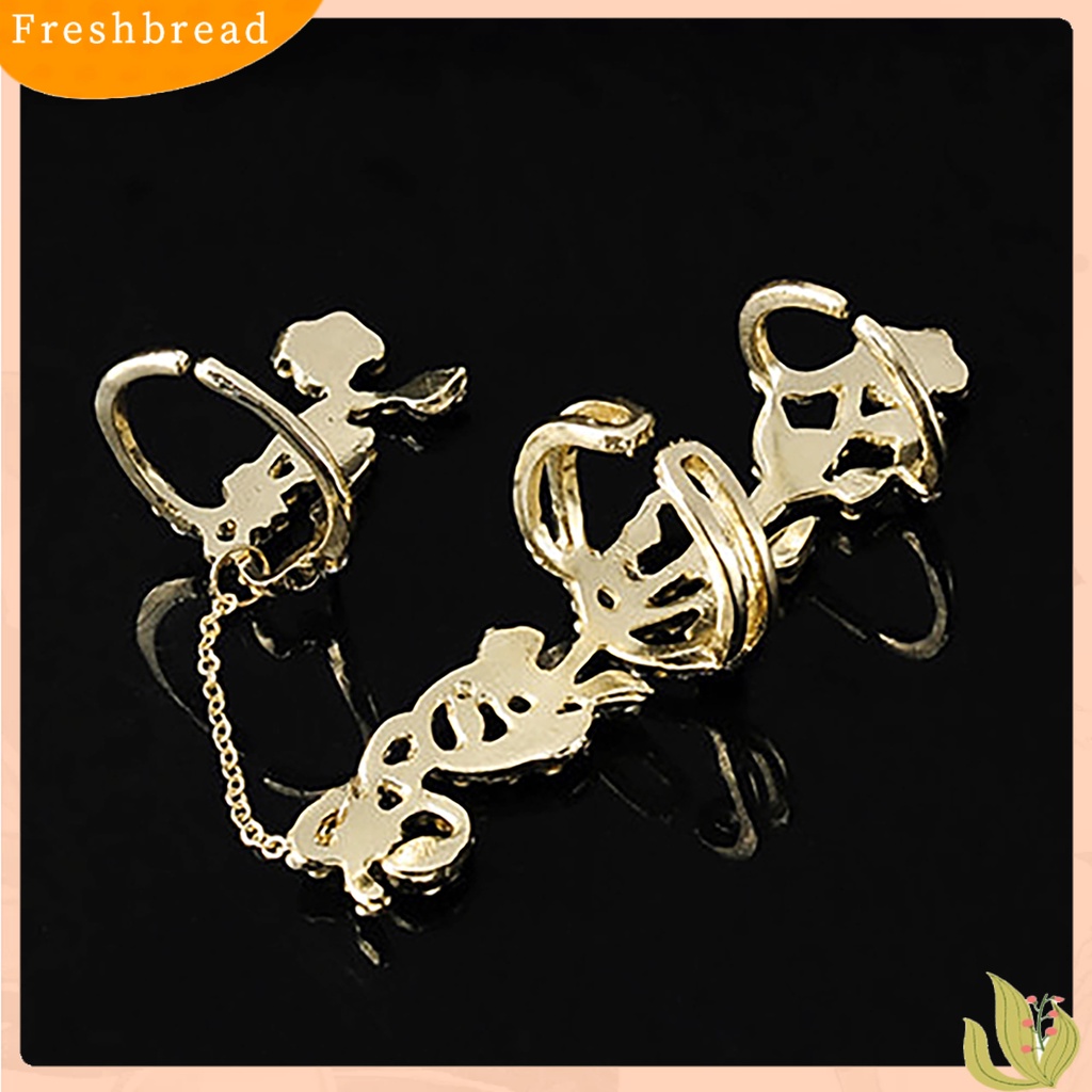 &lt; Freshbread &gt; Cincin Rantai Motif Bunga Jari Perhiasan Adjustable Wanita Rantai Link Finger Ring Untuk Pernikahan