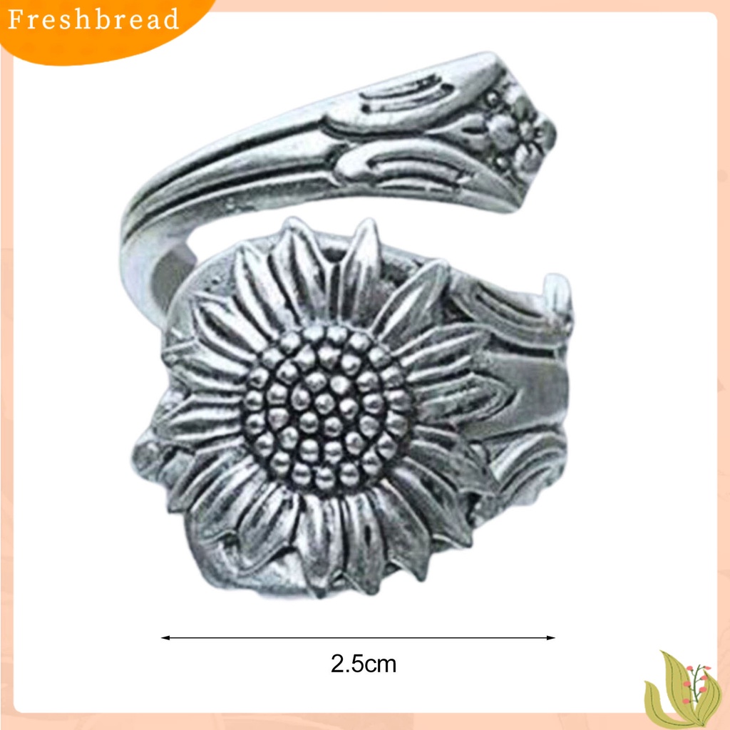 &lt; Freshbread &gt; Cincin Pembukaan Wanita All-match Bunga Matahari Mekar Sederhana Alloy Adjustable Untuk Tanggal