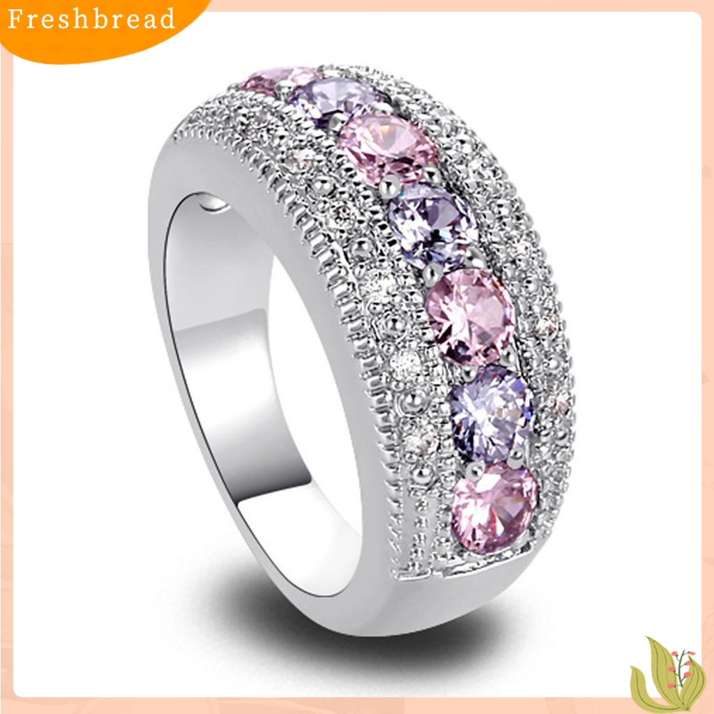&lt; Freshbread &gt; Paduan Wanita Cincin Electroplating Hias Kristal Imitasi Jari Cincin Perhiasan Aksesoris