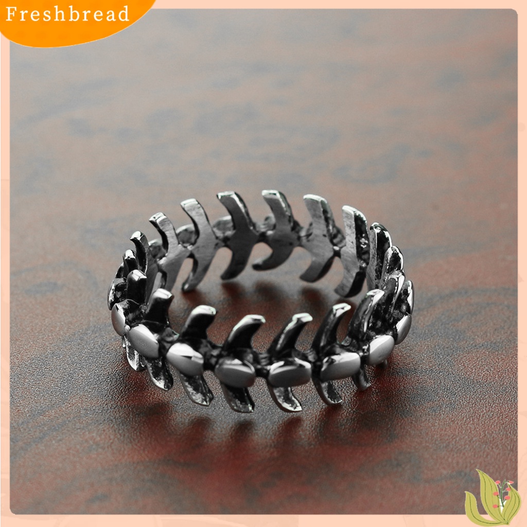 &lt; Freshbread &gt; Cincin Jari Pengerjaan Halus Geometris Electroplating Retro Menarik Dekorasi Warna Perak Naga Tulang Ikan Cincin Perhiasan Aksesori