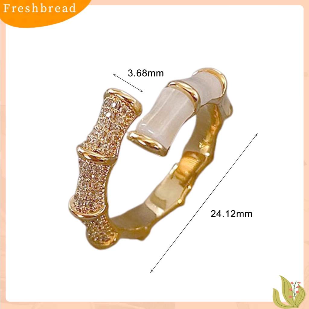&lt; Freshbread &gt; Cincin Wanita Bentuk Bambu Bukaan Dapat Disesuaikan Cubic Zirconia Hias Women Circlet Untuk Pakaian Sehari-Hari