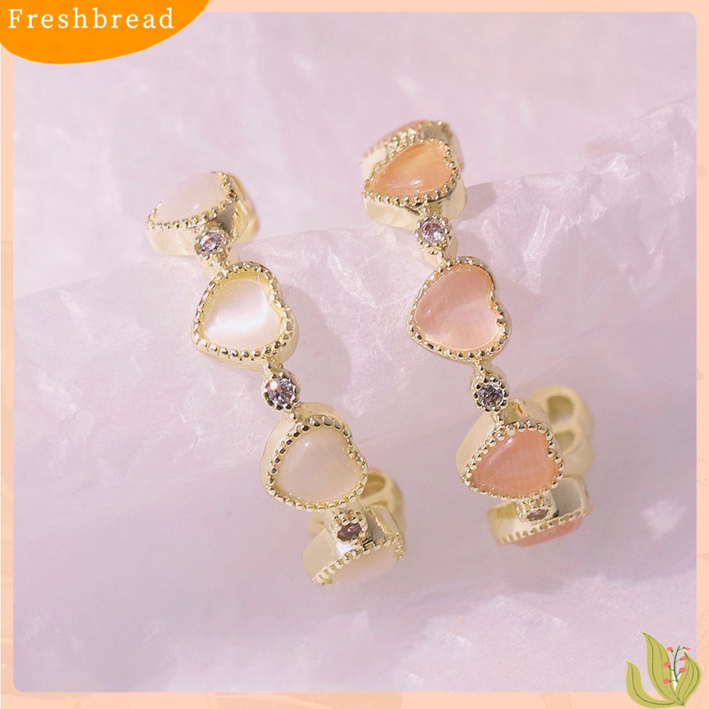 &lt; Freshbread &gt; Fashion Cincin Terbuka Dapat Disesuaikan Berbentuk Hati Opal Tembaga Jari Cincin Aksesoris Wanita