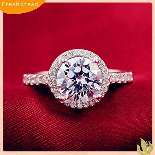 &lt; Freshbread &gt; Cincin Tunangan Kawin Sterling Silver Cubic Zirconia925 Ukuran 6-10