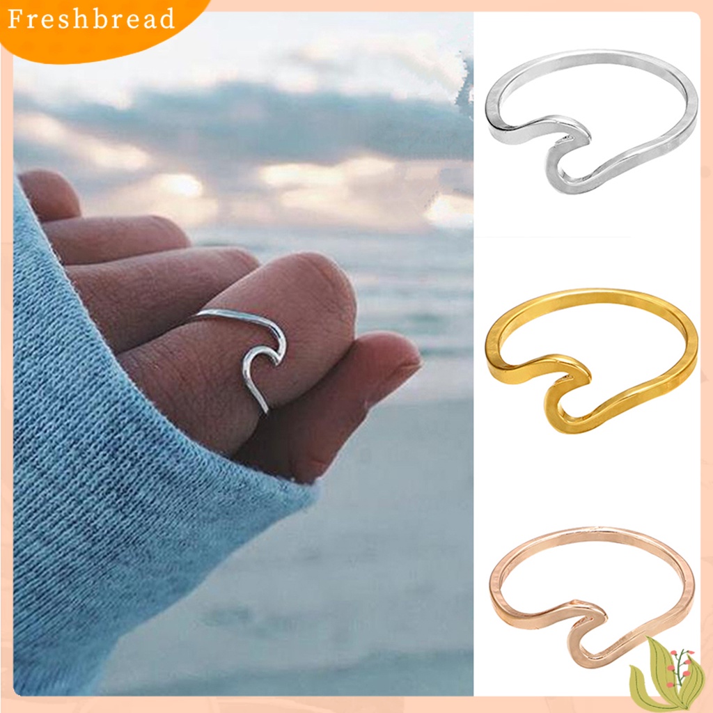 &lt; Freshbread &gt; Pria Wanita Fashion Tipis Gelombang Cincin Pantai Laut Surfer Island Perhiasan Pakaian Pesta