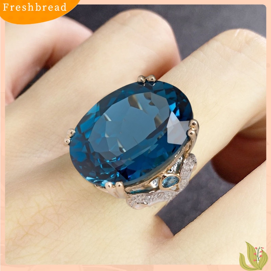 &lt; Freshbread &gt; Wanita Cincin Vintage Dua Warna Electroplating Geometris Mengkilap Terang Kilau Dekorasi Perhiasan Hadiah Telur Angsa Cubic Zirconia Pernikahan Pertunangan Cincin Untuk Anniversary