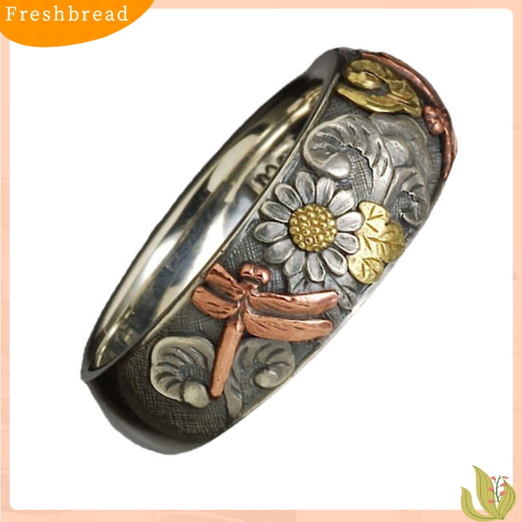 &lt; Freshbread &gt; Cincin Perhiasan Cincin Capung Vintage Bahan Alloy Cincin Bunga Matahari Untuk Pesta