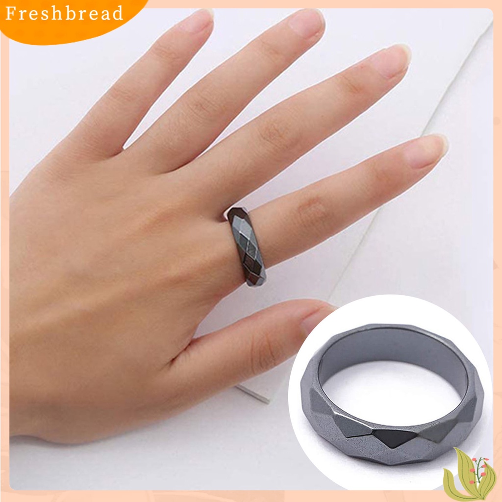 &lt; Freshbread &gt; Cincin Jari Permukaan Geometris Trendy Hitam Bulat Semua Cocok Ring Untuk Pacaran