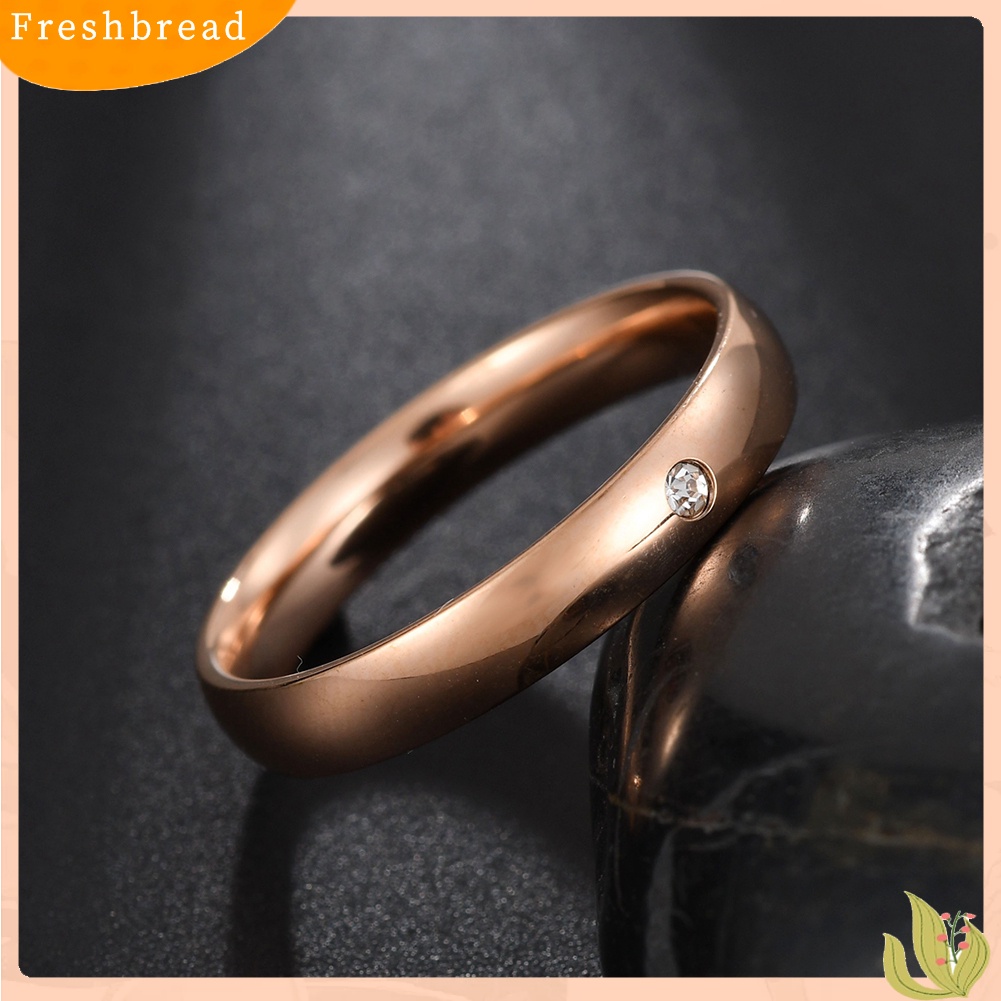 &lt; Freshbread &gt; Ringkas Stainless Steel Berlian Imitasi Bertatahkan Wanita Cincin Jari Dekorasi Pesta Pernikahan