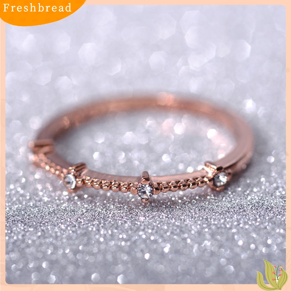 < Freshbread > Wanita4 Berlian Imitasi Bertatahkan Tipis Jari Cincin Pernikahan Pertunangan Perhiasan Hadiah