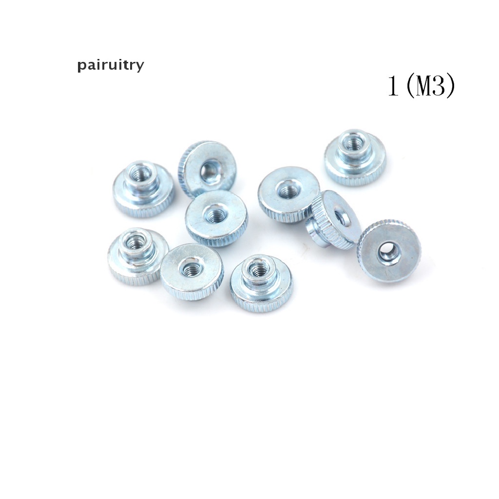 Prt 10Pcs GB806 M3/4Per5 Galvanis Knurled Thumb Nut Instrumen Hand Tighten Nut PRT