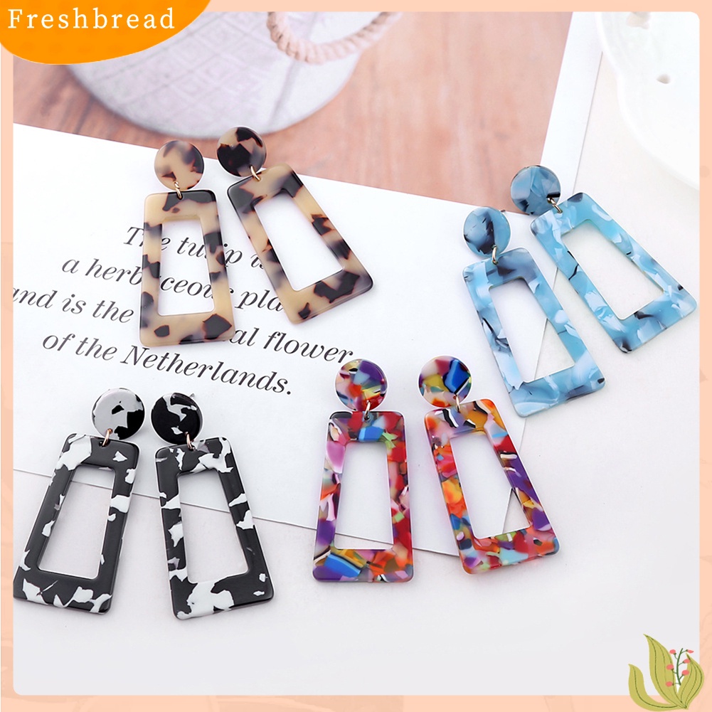 &lt; Freshbread &gt; Fashion Berongga Persegi Panjang Pernyataan Wanita Geometris Stud Earrings Perhiasan Hadiah