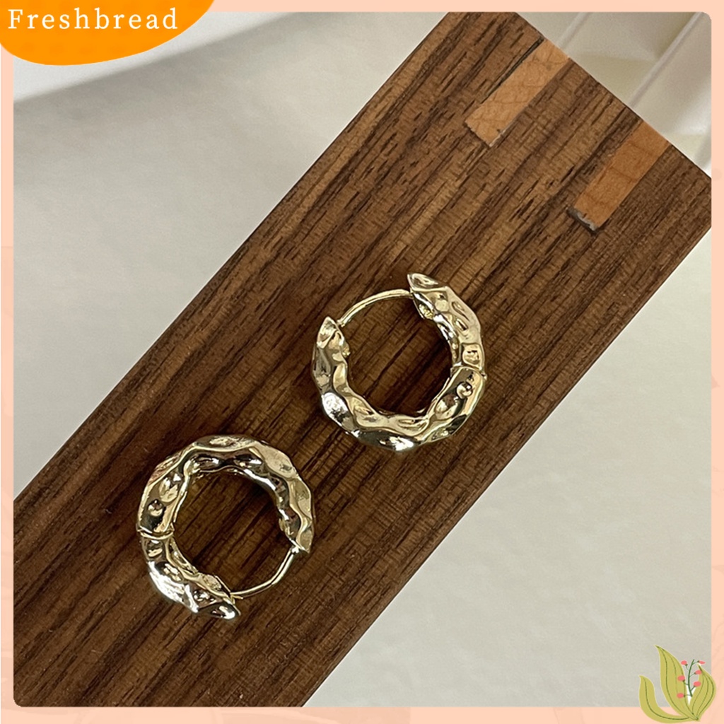 &lt; Freshbread &gt; 1pasang Anting Wanita Tidak Teratur Lingkaran Logam Perhiasan Vintage Geometris Hoop Earrings Hadiah Ulang Tahun