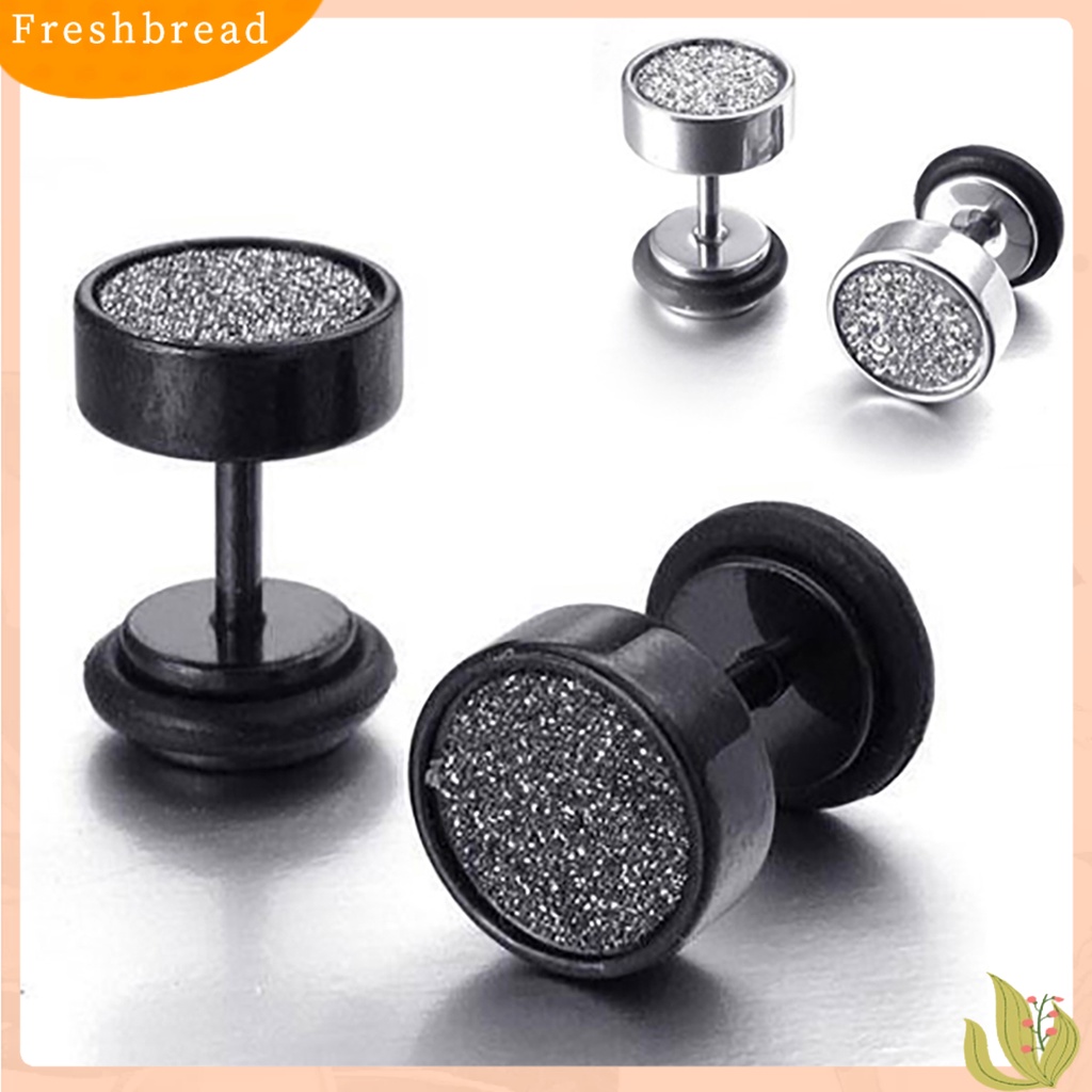 &lt; Freshbread &gt; Anting Stud Tusuk Ulir Telinga Fashion Klasik Bulat Gaya Punk Untuk Pria