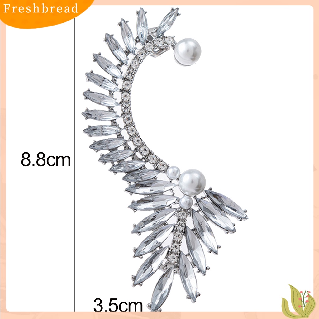 < Freshbread > 1Pc Klip Telinga Berlebihan Geometris Mengkilap Tinggi Berlian Imitasi Electroplating Ear Ornament Tanpa Tindik Fashion Kristal Imitasi Mutiara Auger Telinga Manset Perhiasan Aksesoris