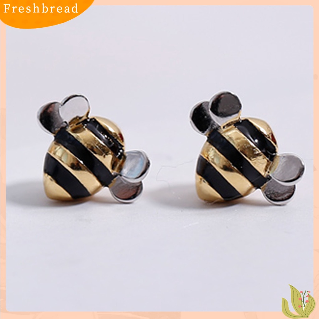 &lt; Freshbread &gt; Anting Tusuk Wanita Bentuk Lebah Perhiasan Tahan Lama Ringan Terang Kilau Telinga Studs Kalung Untuk Pernikahan