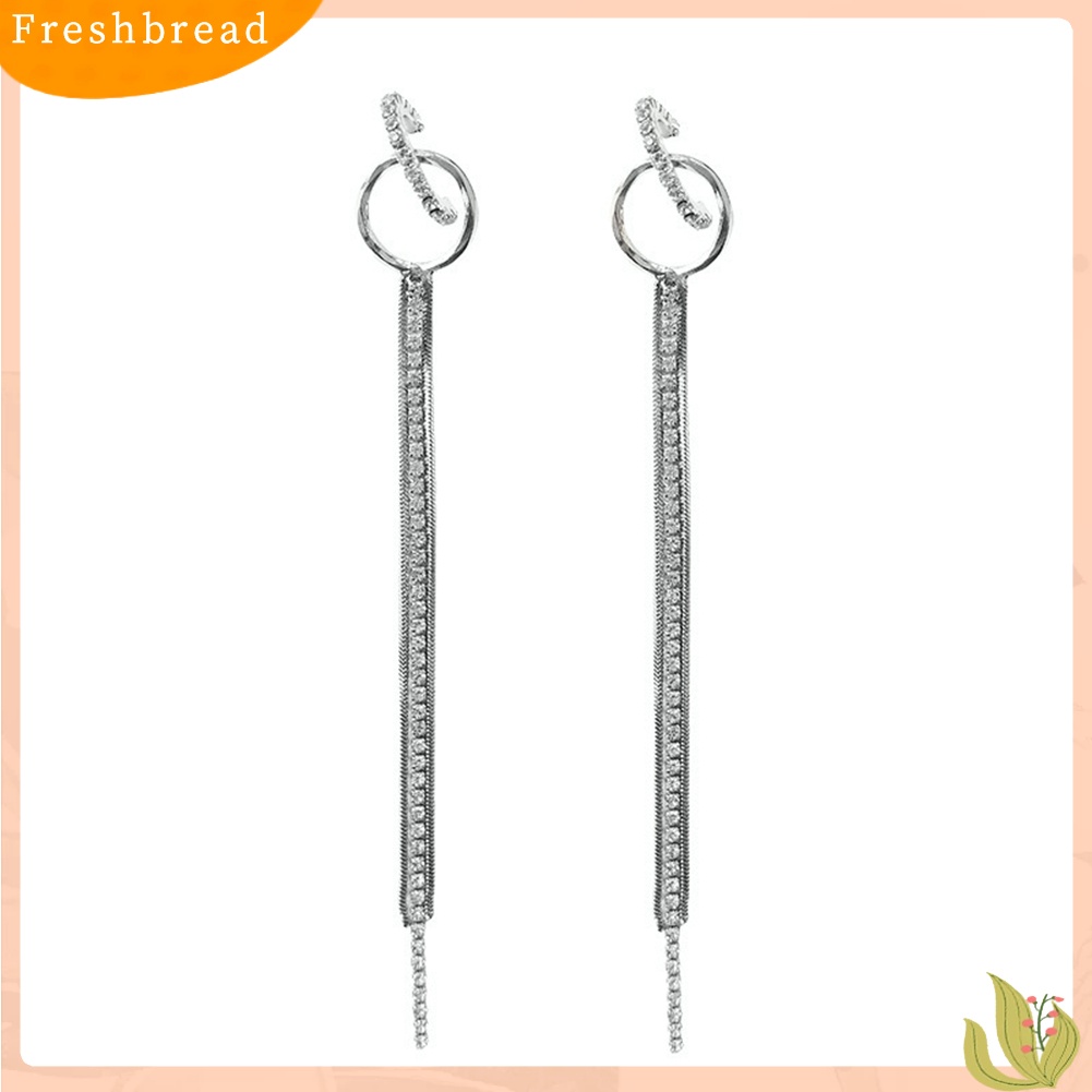 &lt; Freshbread &gt; Mode Lingkaran Panjang Jumbai Berlian Imitasi Paduan Wanita Drop Earrings Perhiasan Hadiah