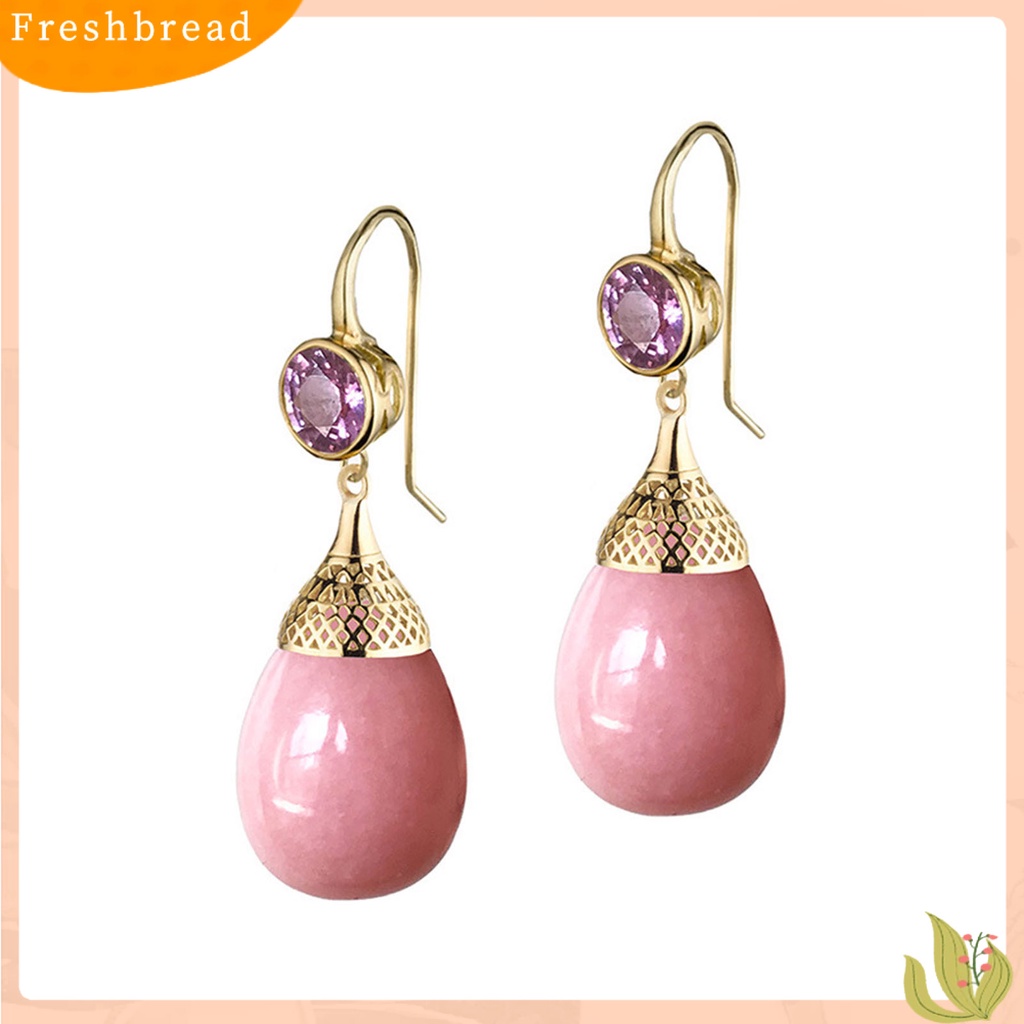 &lt; Freshbread &gt; 1pasang Wanita Drop Earrings High-end Simetris Transparan Bentuk Tetesan Air Retro Menjuntai Anting Perhiasan Pernikahan