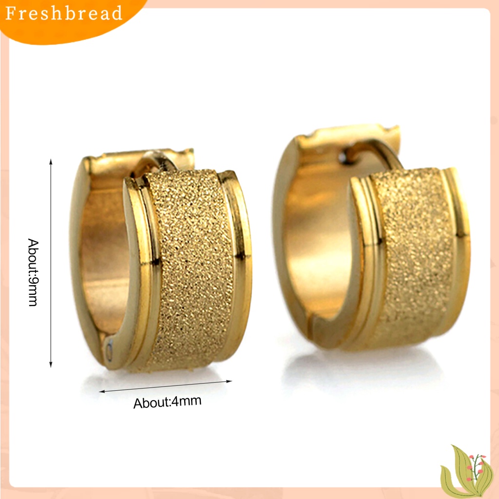 &lt; Freshbread &gt; 1pasang Anting Hoop Huggie Earrings Baja Titanium Kusam Pria Wanita