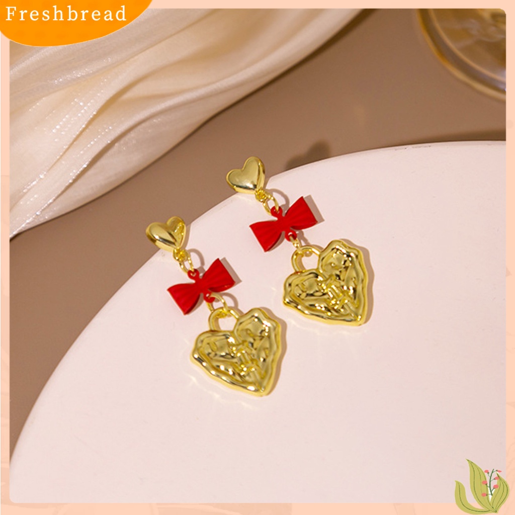 &lt; Freshbread &gt; 1pasang Drop Earrings Kepribadian Ikatan Simpul Gaya Korea Retro Embossment Cinta Hati Stud Earrings Perhiasan Aksesori