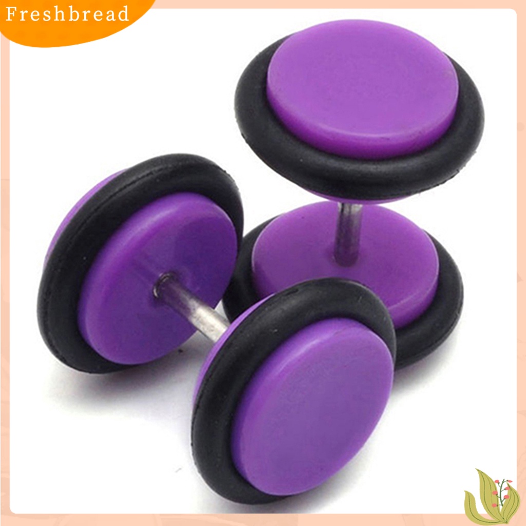 &lt; Freshbread &gt; 1pasang Pria Wanita Punk 8mm Dumbbell Gaya Stud Anting Tindik Perhiasan Charms