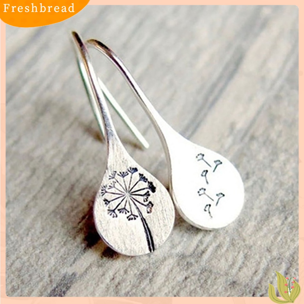 &lt; Freshbread &gt; Mode Sederhana Dandelion Menjuntai Anting Retro Perhiasan Liontin Stainless Steel