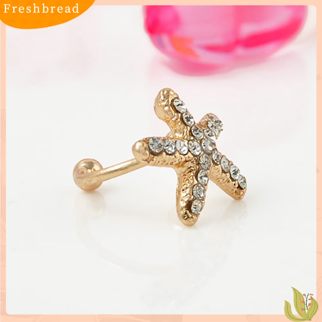 &lt; Freshbread &gt; 1Pc Anting Berlian Imitasi Hias Perhiasan Hadiah Alloy Bintang Laut Gaya Cinta Kristal Berlian Imitasi Klip Untuk Kehidupan Sehari-Hari