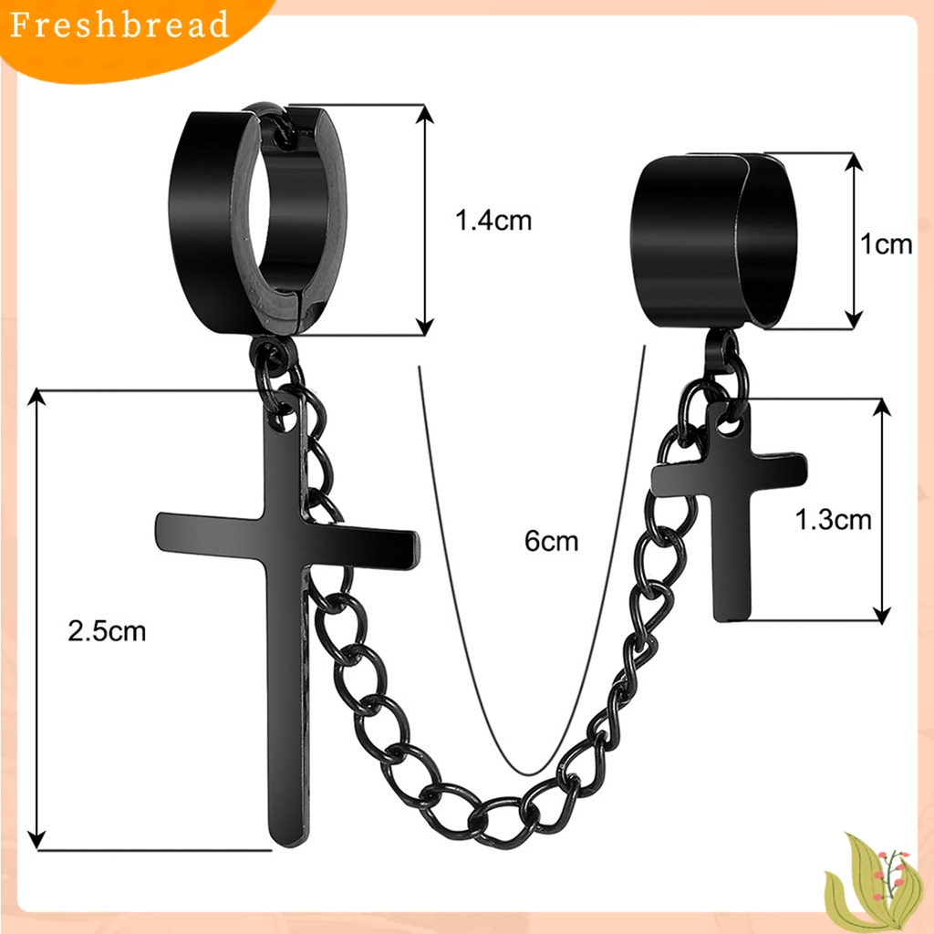 &lt; Freshbread &gt; 1Pc Punk Anting Indah Telinga Dekorasi Vintage Rantai Keren Perhiasan Pria Salib Manset Anting-Anting Perhiasan Fashion