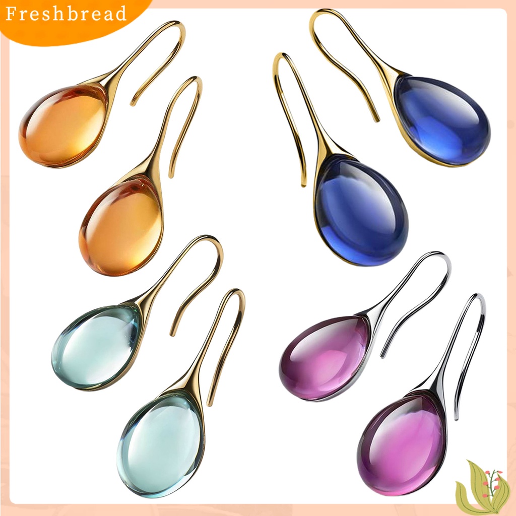 &lt; Freshbread &gt; 1pasang Anting Wanita Bentuk Tetesan Air Kristal Imitasi Transparan High-end Drop Earrings Untuk Hadiah