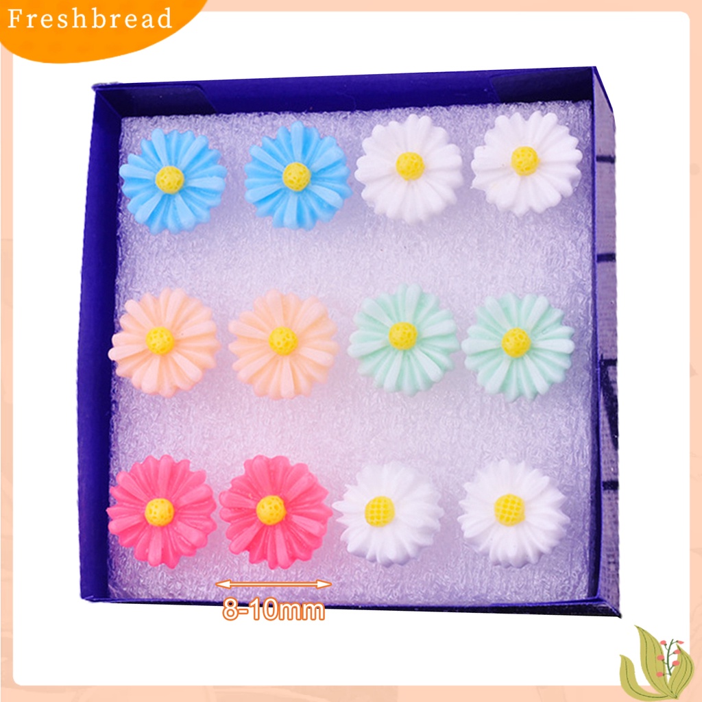 &lt; Freshbread &gt; 8per6pasang Wanita Ear Studs Set Warna Kontras Bunga Berbeda Anti Alergi Tidak Iritasi Tanaman Hias Bentuk Hidup Rose Stud Earrings Set Hadiah